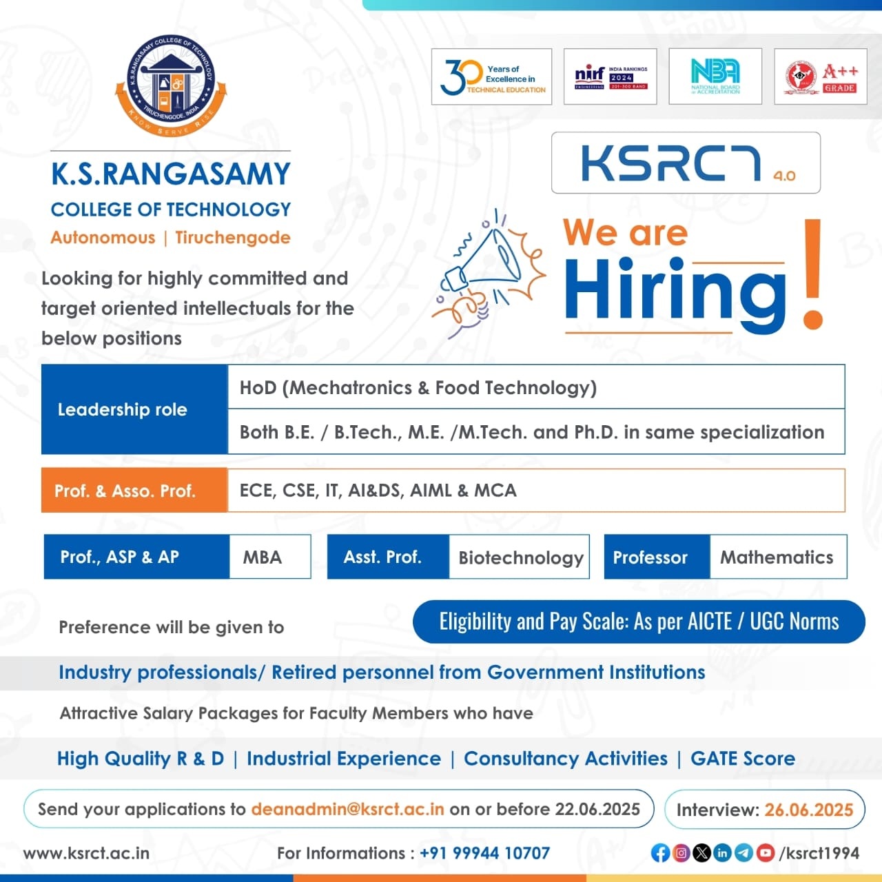 Engineering - HoD | Professor | Associate Professor | Assistant Professor