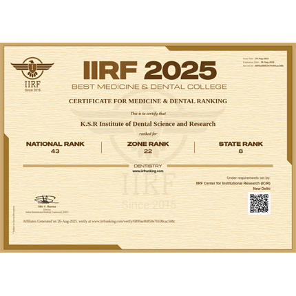 KSRIDSR - IIRF 2025 Best Medicne & Dental College